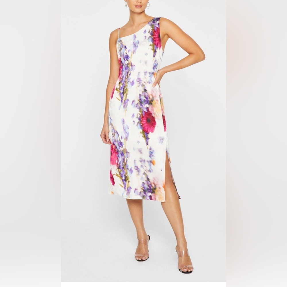 Club Monaco Pink and Purple Slit Midi Sundress ,‎ Asymmetrical Size 2